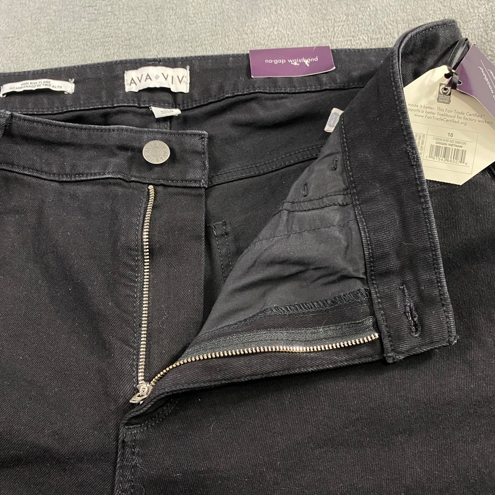 AVA & VIV Womens Black High Rise Flare Jeans‎ Tummy Control Size 18 - Picture 6 of 16